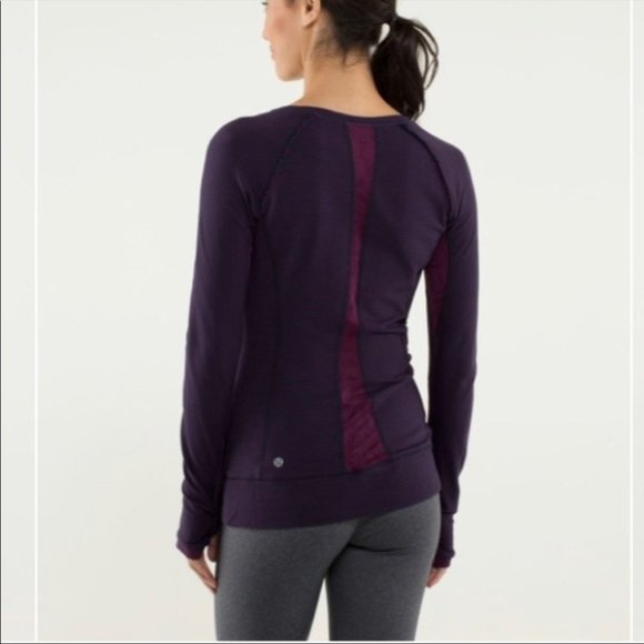 lululemon athletica Tops - Lululemon Full Tilt Long Sleeve in Hyper Stripe Plum / Plum